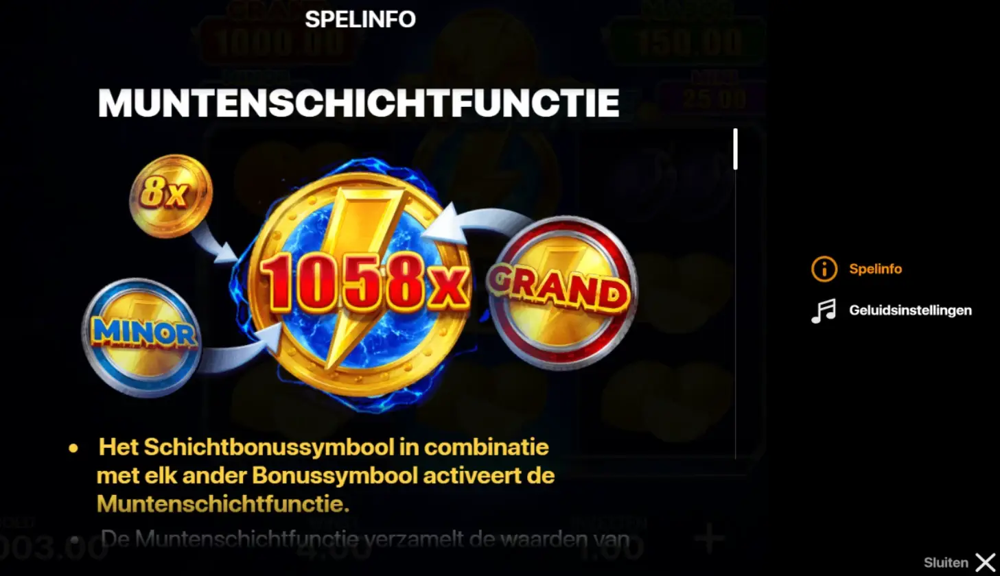 Coin Strike bonus feature screen explaining coin collection and multiplier growth.